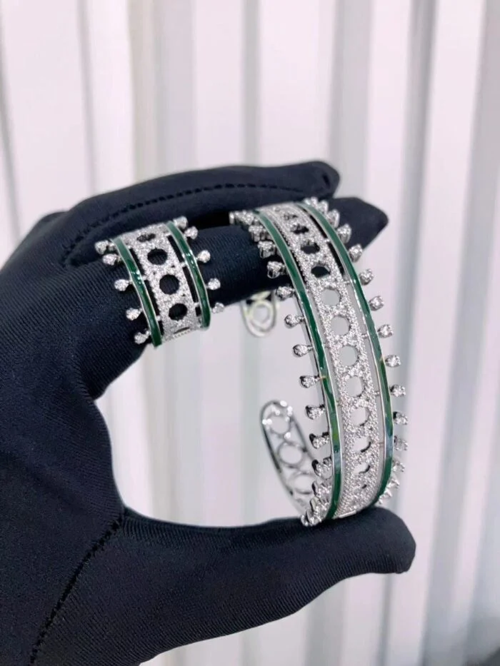 اسواره مع خاتم ستايل الفضه مرصع بالزيركون السويسري